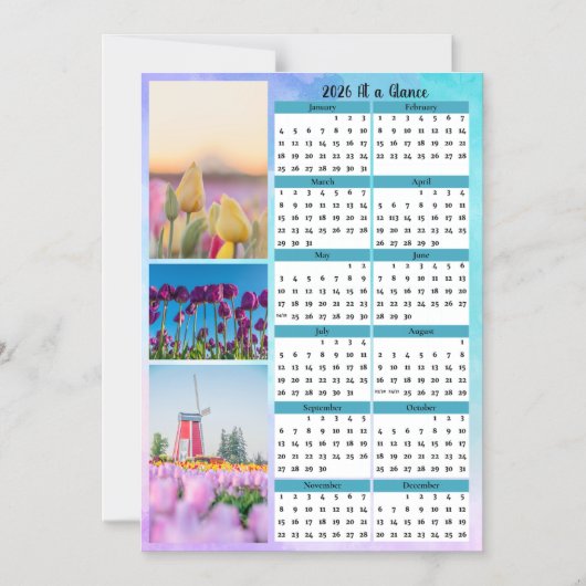3 Tulip Image At a Glance Calendar マグネット招待状 (正面)