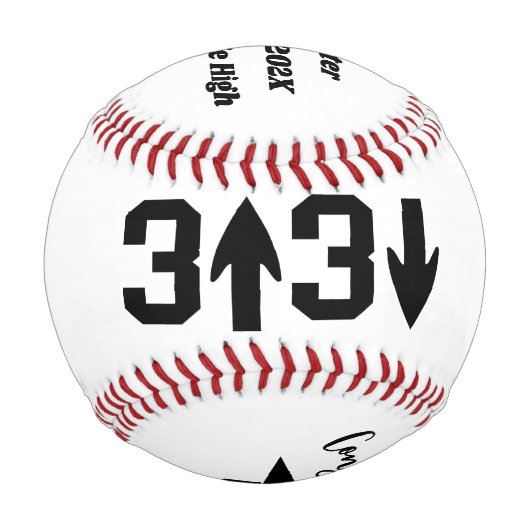3 Up 3 Down 野球ボール 卒業記念のプレゼント (正面)
