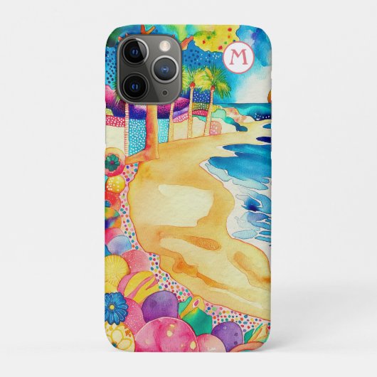 *~*  3 Watercolor Sea Beach Umbrella Sand Case-Mate iPhoneケース (裏)