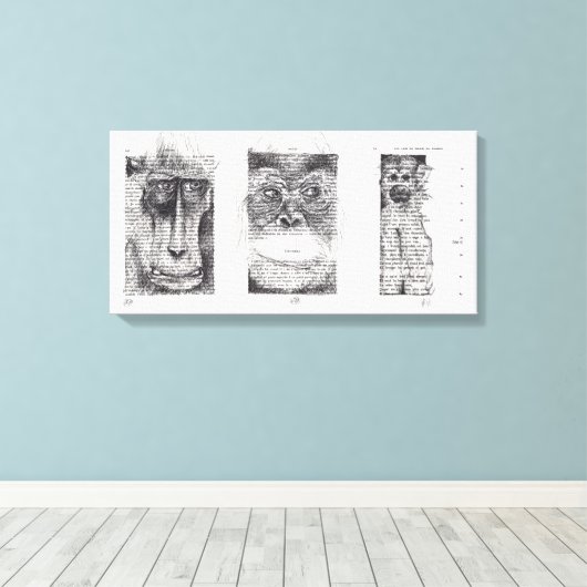 3 Wise Monkey for Monkey Year 2016 Canvas キャンバスプリント (インサイチュ (ウッドフロア))