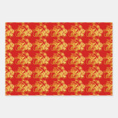 3 WP中国の紙カットラットと果実選択色 ラッピングペーパーシート (正面)