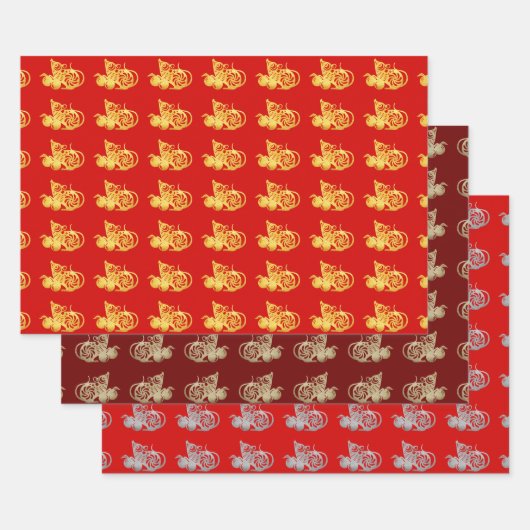 3 WP中国の紙カットラットフルーツ色を選択 ラッピングペーパーシート (セット)