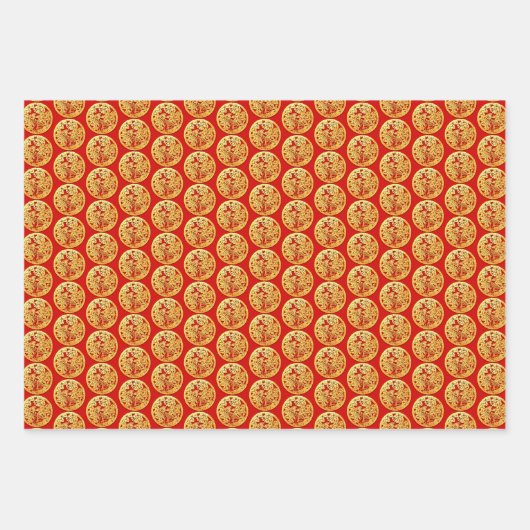 3 Wp3金ゴールド中国の紙カットタイガー年選択C ラッピングペーパーシート (正面3)