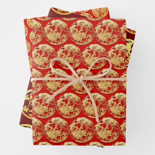 3 Wp3金ゴールド中国の紙カットタイガー年選択C ラッピングペーパーシート (インサイチュ)