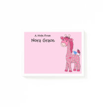 3"x4"ポストイットノートPINK GIRAFFE名前をカスタムする