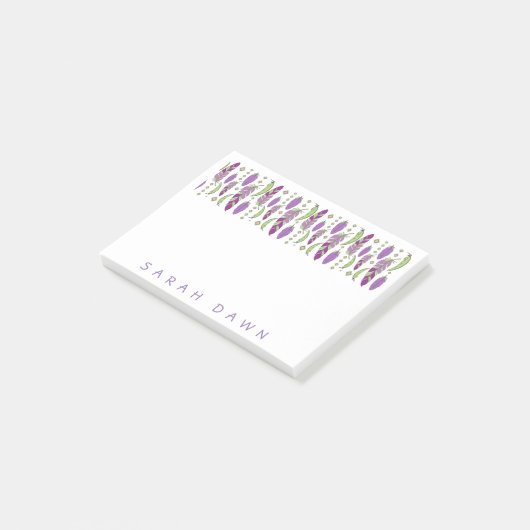 3"x4"ポストITメモ羽毛パープル名前をカスタムする ポストイット (アングル)