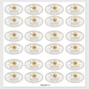 3 x 2"ひまわり花とミツバチ防水ハニーラベル シール