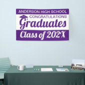 3' x 5'紫と白の卒業生 横断幕 (トレードショー)