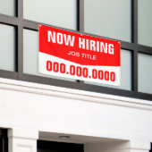 3' x 5' Now採用（タイトルと電話番号） 横断幕 (ビルの外側)