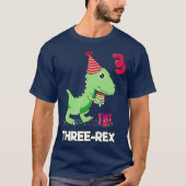 3 year old birthday gift Boy Dinosaur Three Rex Tシャツ (正面)