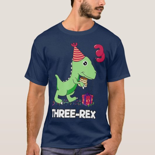 3 year old birthday gift Boy  Dinosaur Three Rex Tシャツ (正面)