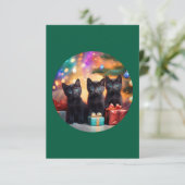 3 YOUNG BLUE EED BLACK KITTENSクリスマスシーン サンキューカード (スタンド正面)