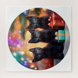 3 YOUNG BLUE EED BLACK KITTENSクリスマスシーン ジグソーパズル