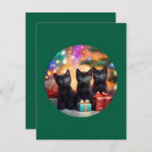3 YOUNG BLUE EED BLACK KITTENSクリスマスシーン 招待状 (正面/裏面)