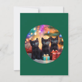 3 YOUNG BLUE EED BLACK KITTENSクリスマスシーン 招待状