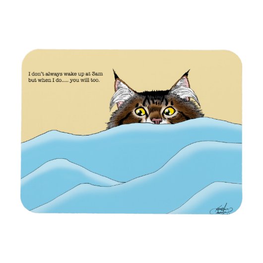 3am猫の目覚め マグネット (横)