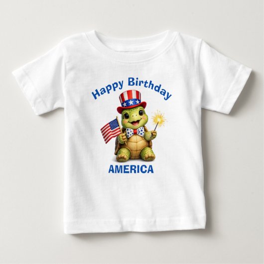 (3b)カメの愛国キッズTシャツ ベビーTシャツ (正面)