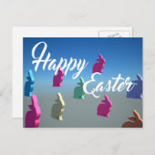3Dうさぎハッピーイースターテンダーパステルカラー シーズンポストカード (正面/裏面)