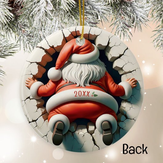 3Dおもしろいサンタパーソナライズされたチャイルドの名前クリスマス セラミックオーナメント