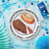 3Dおもしろいステーキ&ポテト紙プレート ペーパープレート (パーティー)