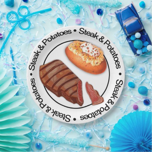 3Dおもしろいステーキ&ポテト紙プレート ペーパープレート (パーティー)