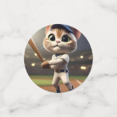 3Dおもしろい野球猫 コンフェッティ (スモール正面)