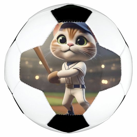 3Dおもしろい野球猫 サッカーボール (正面)