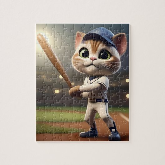 3Dおもしろい野球猫 ジグソーパズル (縦)