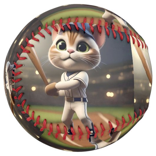 3Dおもしろい野球猫 ソフトボール (正面左)