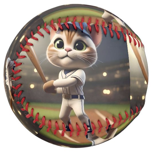 3Dおもしろい野球猫 ソフトボール (裏面右)