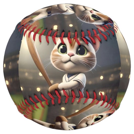 3Dおもしろい野球猫 ソフトボール (正面)