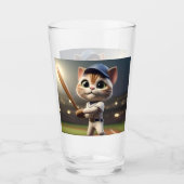 3Dおもしろい野球猫 タンブラーグラス (正面)