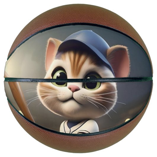 3Dおもしろい野球猫 バスケットボール (正面)