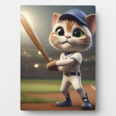 3Dおもしろい野球猫 フォトプラーク (正面)