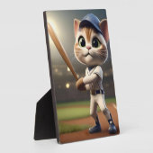 3Dおもしろい野球猫 フォトプラーク (側面)