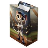 3Dおもしろい野球猫 ミディアムペーパーバッグ (裏面アングル)