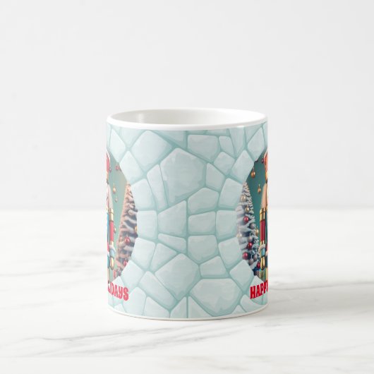 3Dかわいいくるみ割りカーハッピーホリデークリスマス コーヒーマグカップ (中央)