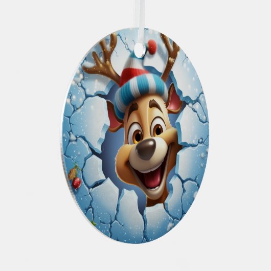 3Dかわいいフェスティバルウィンタークリスマストインデア メタルオーナメント (正面右)