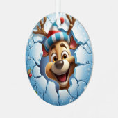 3Dかわいいフェスティバルウィンタークリスマストインデア メタルオーナメント (正面左)