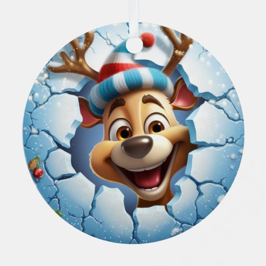 3Dかわいいフェスティバルウィンタークリスマストインデア メタルオーナメント (裏面)