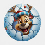 3Dかわいいフェスティバルウィンタークリスマストインデア メタルオーナメント (正面)