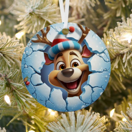 3Dかわいいフェスティバルウィンタークリスマストインデア メタルオーナメント (インサイチュ)