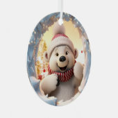3Dかわいいフェスティバルウィンタークリスマスポーラーベア メタルオーナメント (正面右)