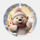 3Dかわいいフェスティバルウィンタークリスマスポーラーベア メタルオーナメント (裏面)