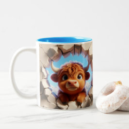 3Dかわいいベビーカウホットココアコーヒー動物 ツートーンマグカップ