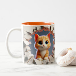 3Dかわいいベビーキッテンホットココアコーヒー動物 ツートーンマグカップ