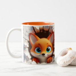 3Dかわいいベビーキツネホットココアコーヒー動物 ツートーンマグカップ