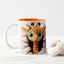3Dかわいいベビーキリン熱ココアコーヒー動物マグカップ ツートーンマグカップ