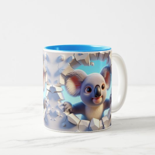 3Dかわいいベビーコアラホットココアコーヒー動物 ツートーンマグカップ (正面右)