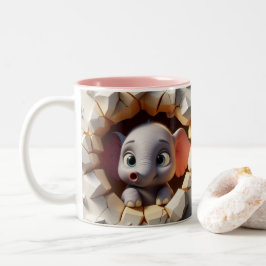 3Dかわいいベビーゾウ熱ココアコーヒー動物マグカップ ツートーンマグカップ